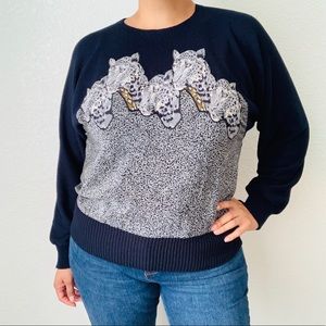 Vintage Sicari Silks Animal Print Sweater Size L